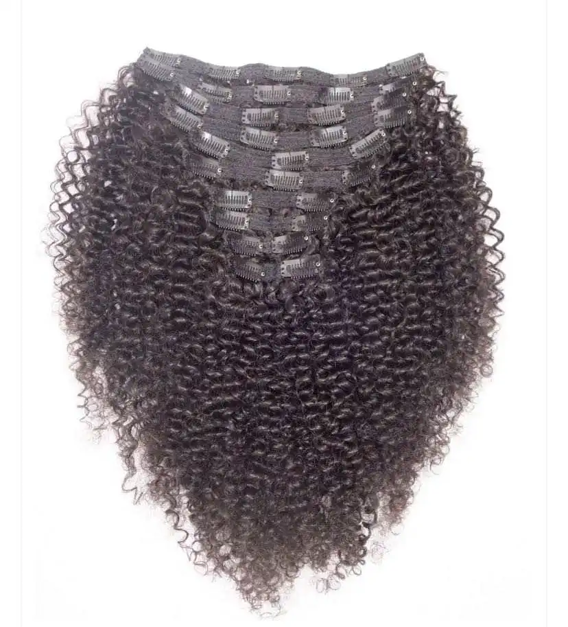 2024 Natural Virgin Clip in Hair Extension Kinky Straight Kinky Curly Clip ins For Black Women Human Hair Extensions