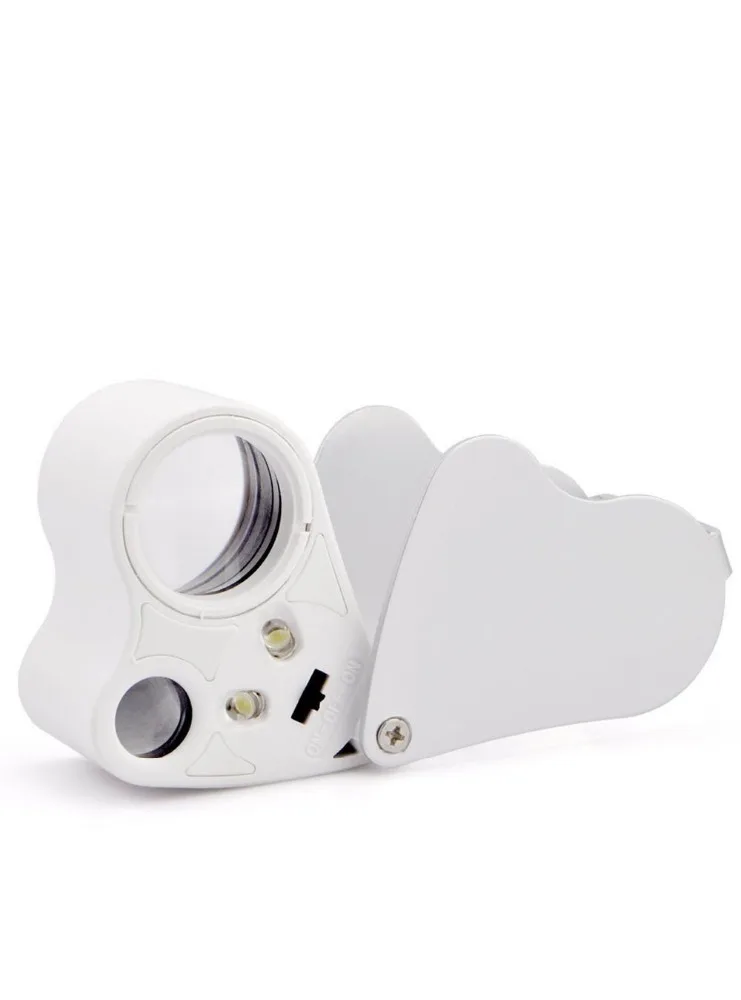 30X 60x Double Loupe Loop Glass Jeweler Jewelry Magnifier Magnifying Glass with LED Light