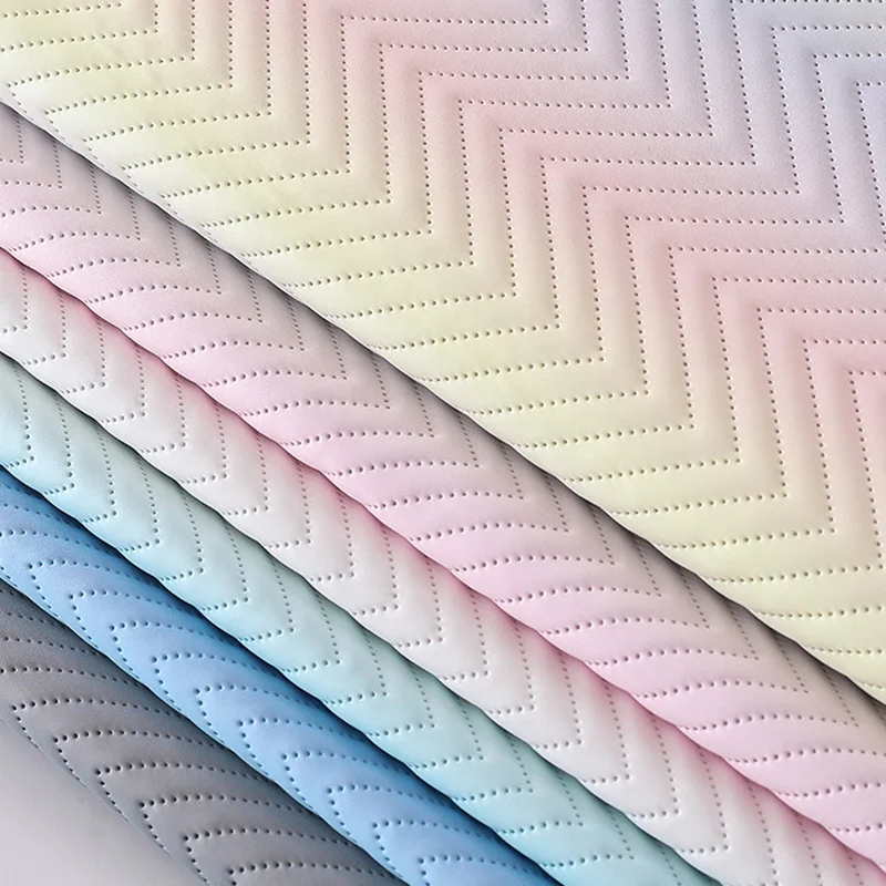 RTS Ingradual Rainbow Wave Embossed Soft Vinyl Faux Leather For Makeup Bag