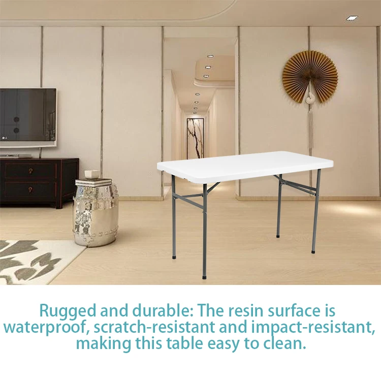 4-футовый Штабелируемый удобный Свадебный складной прямоугольный стол для внутреннего дворика кухонный комнатный низкая