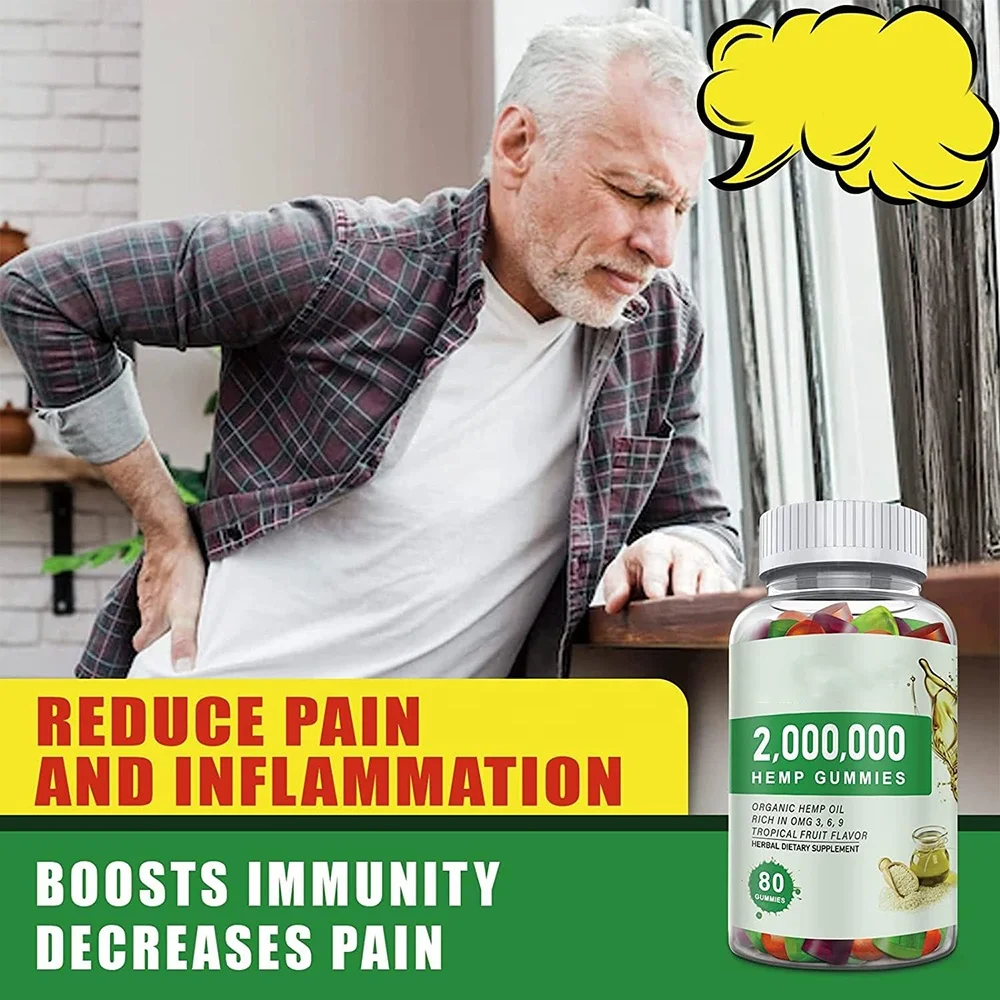 Hemp Gummies Extra Strength High Potency Hemp Supplements Natural Edibles Fruity Gummy with Organic Hemp Oil