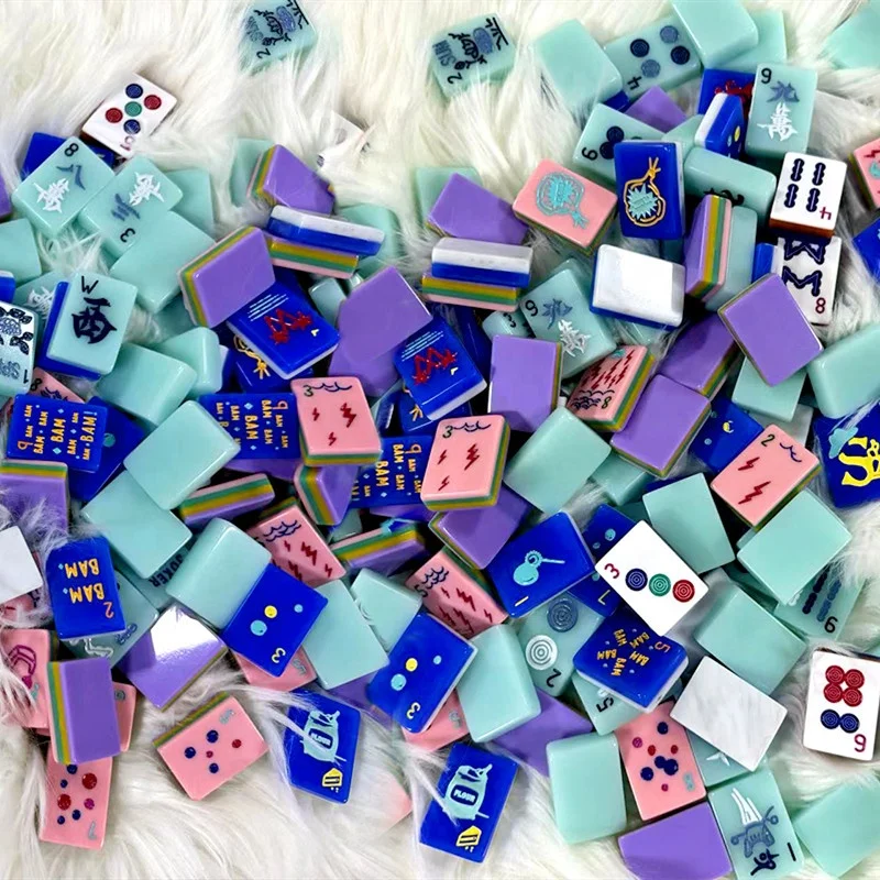 Custom Layered Pink Chinese Majong Travel Game Set Free Design Melamine Acrlyic mahjong seti