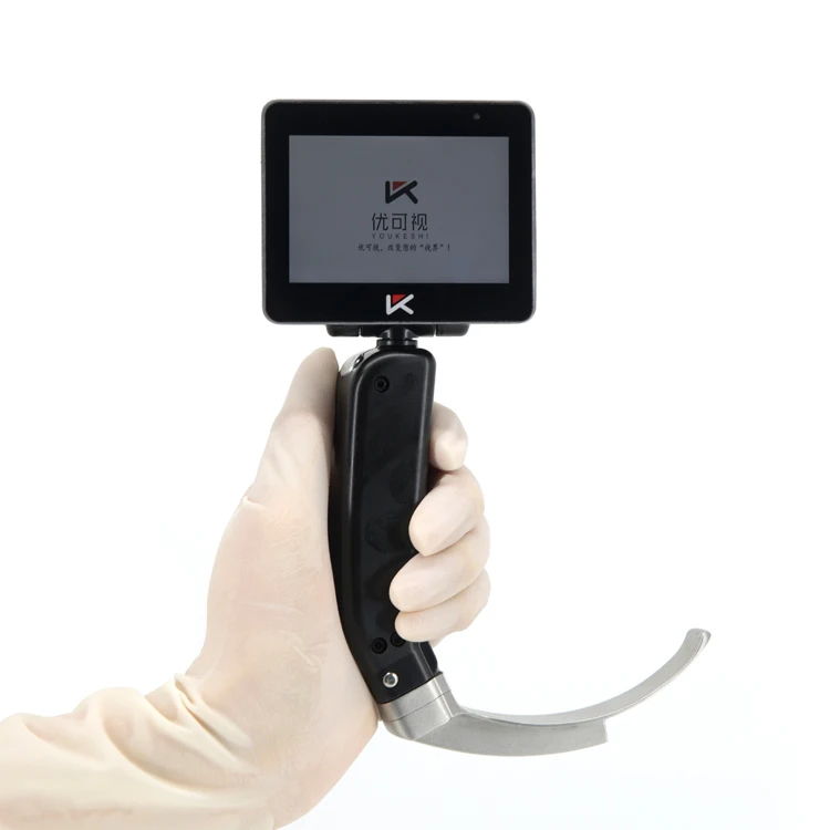 one monitor with 10 blades portable rigid video laryngoscope set with camera reusable video laryngoscope