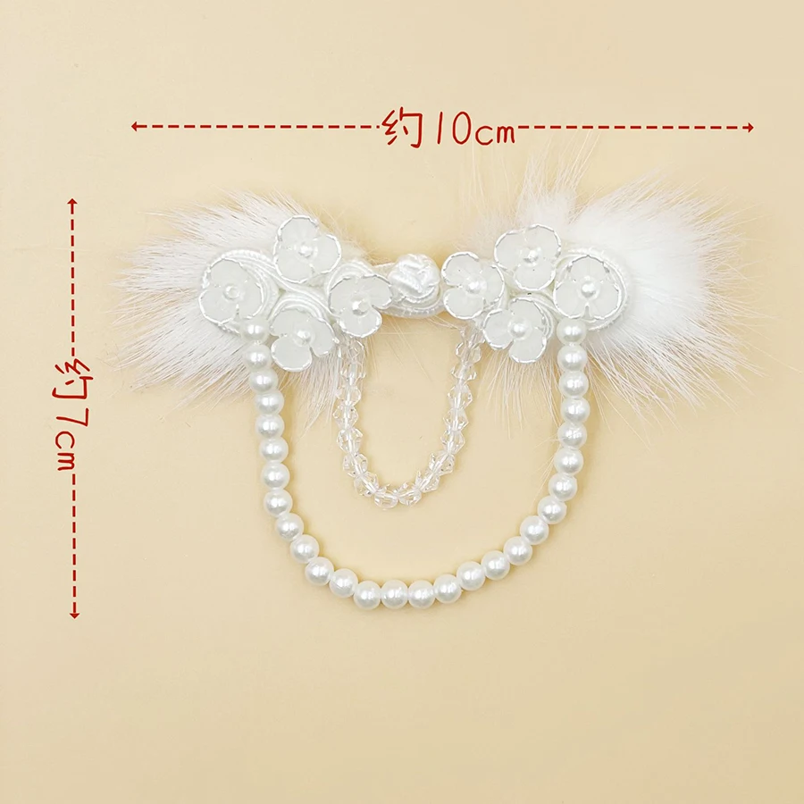 Mink Tassel Chinese buckle costume decoration buckle DIY accessory decoration button