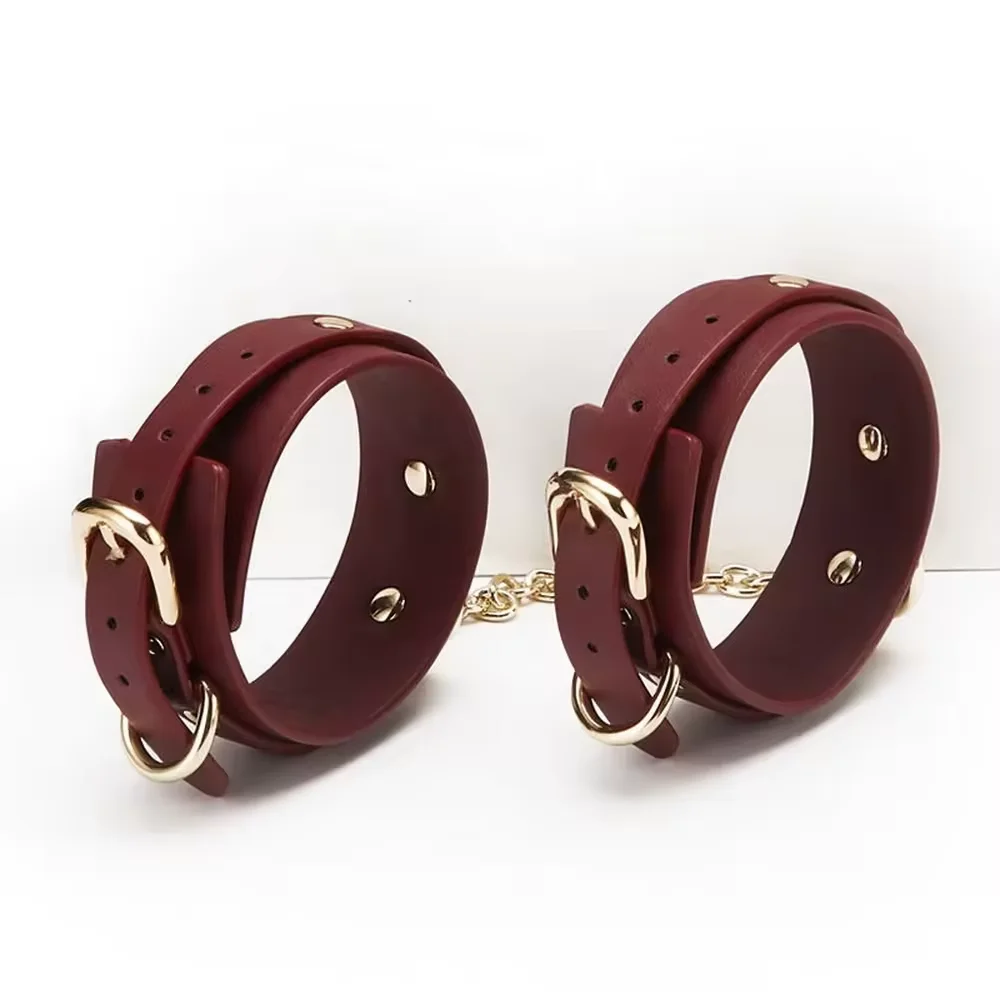 PU leather Sex Bondage BDSM Kit Restraints Sets with Handcuff Ankle Cuff Blindfold Collar Whip SM Games Play Sex Toys for Couple