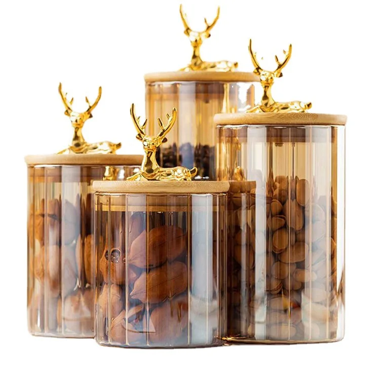 High Quality high borosilicate  Kitchen Food Container glass storage Jar with Bamboo Wood Lid