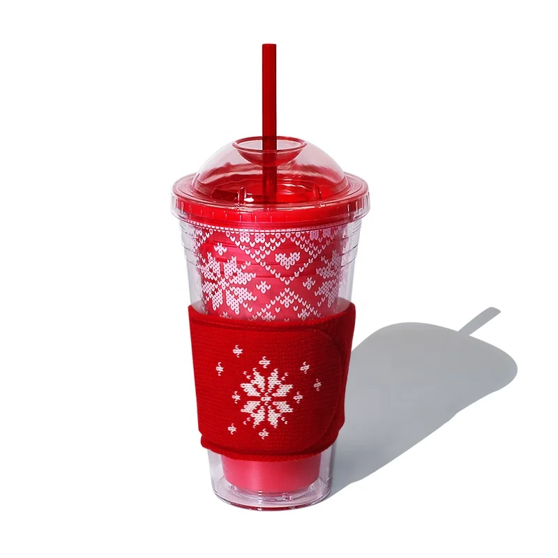 
Girlwill Ice and snow Christmas Mugs Kids Cute Tumbler Cups Gift Plastic Cups With Lids And Straw BPA Free Custom logo 