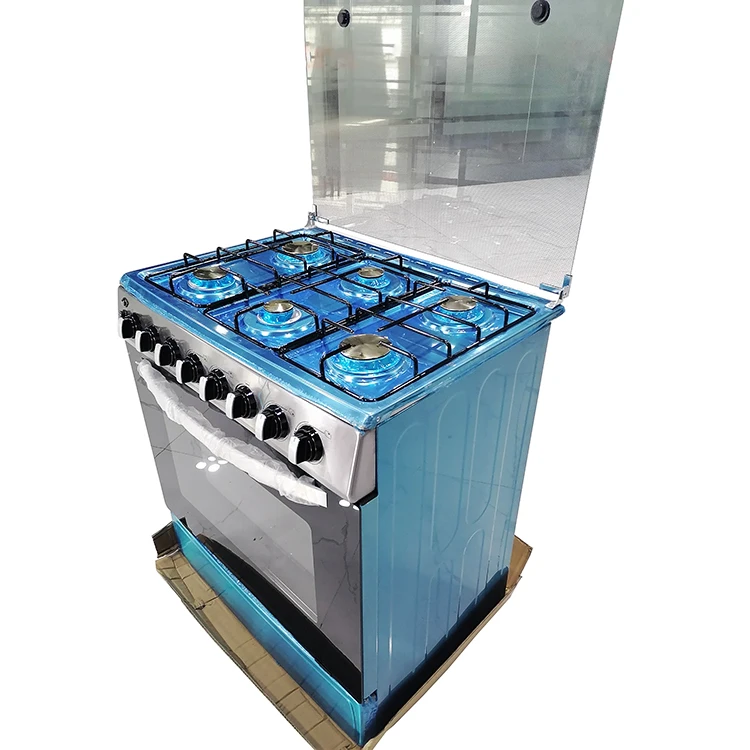 fashion competitive price advanced technology restaurant stainless steel gas cooker stove 6 brass cuire burner with oven