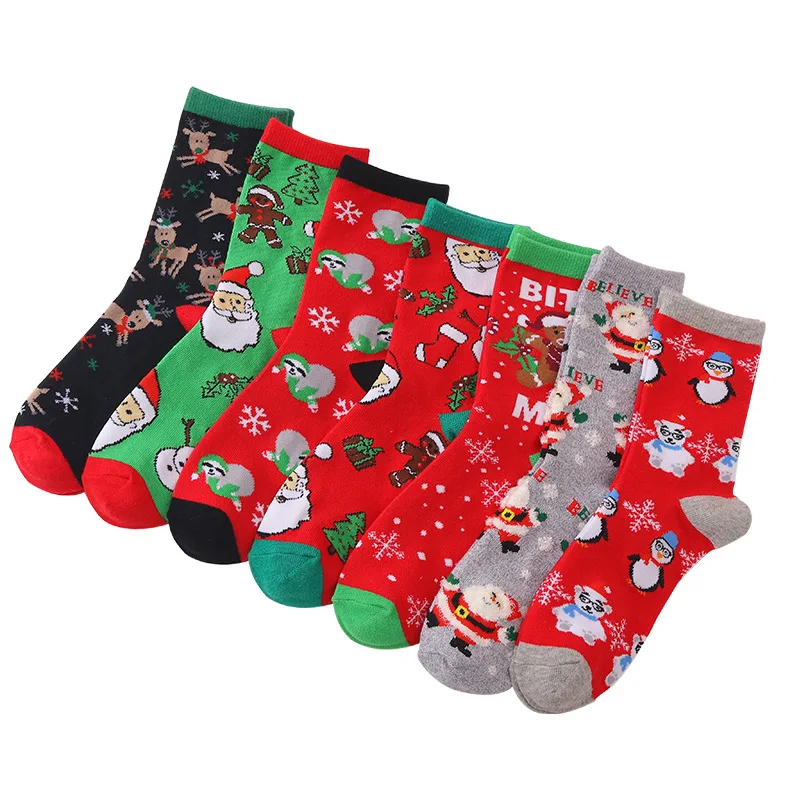 New Arrival Cartoon Jacquard Warm Thick Novelty Fuzzy Cotton Christmas Socks