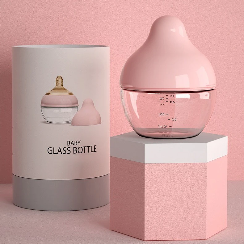 2023 New Design Baby Feeding Bottle Wide Neck Glass Bottle for Newborn Baby Feeding Supplies