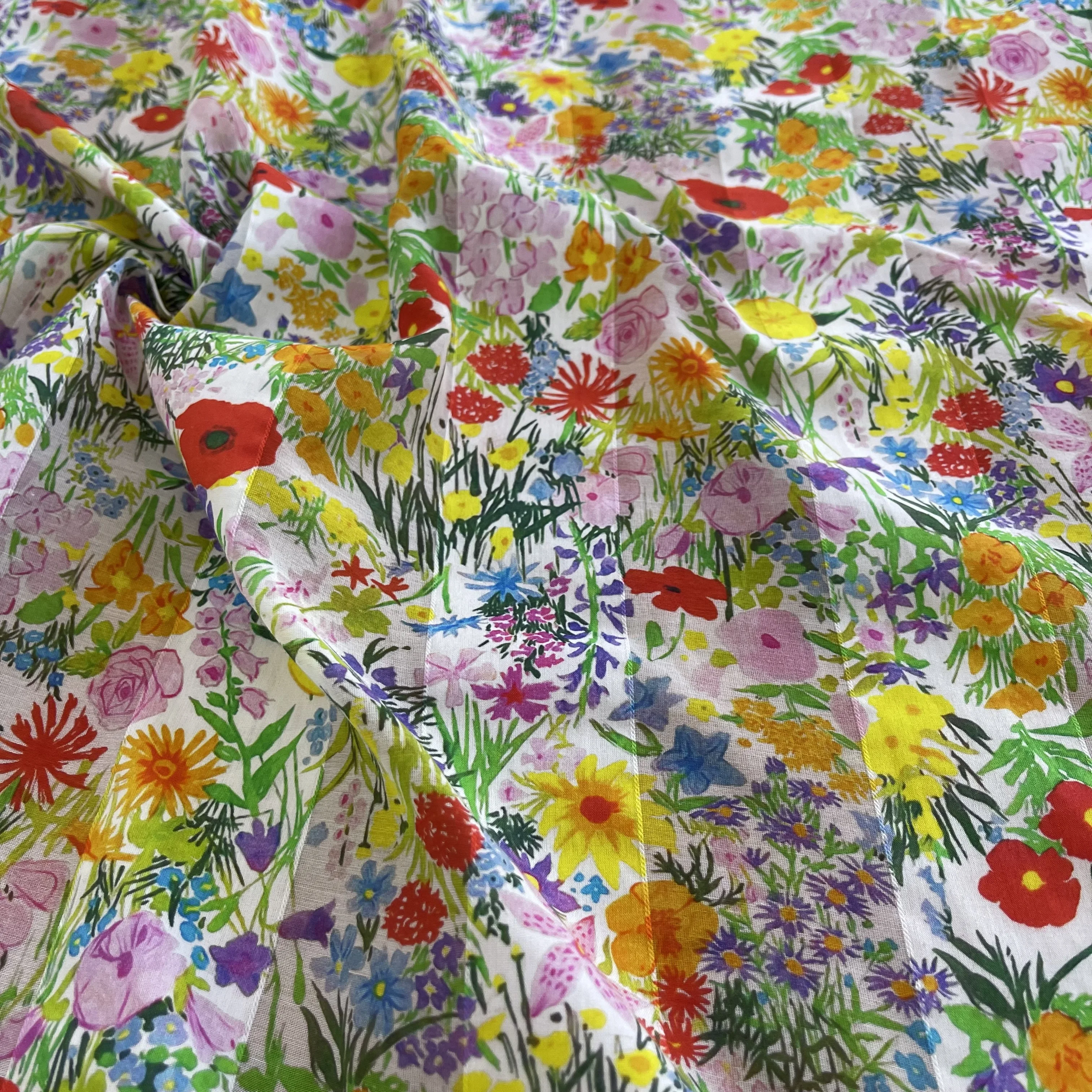 silk cotton fabric stripe pattern jacquard custom print  fabric