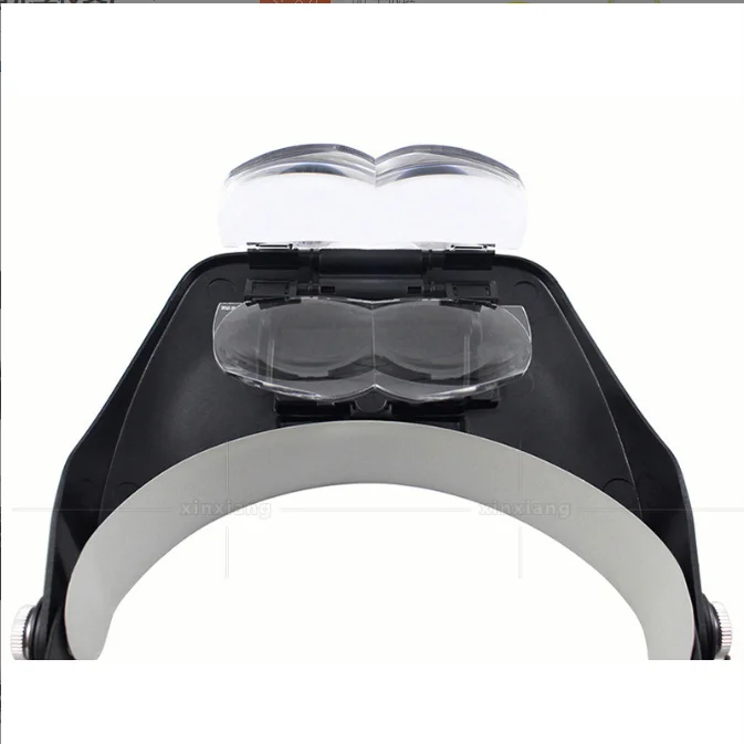 Embroidery headset with two LED lights, 4 groups of lenses of different magnifications, reading high-definition magnifier