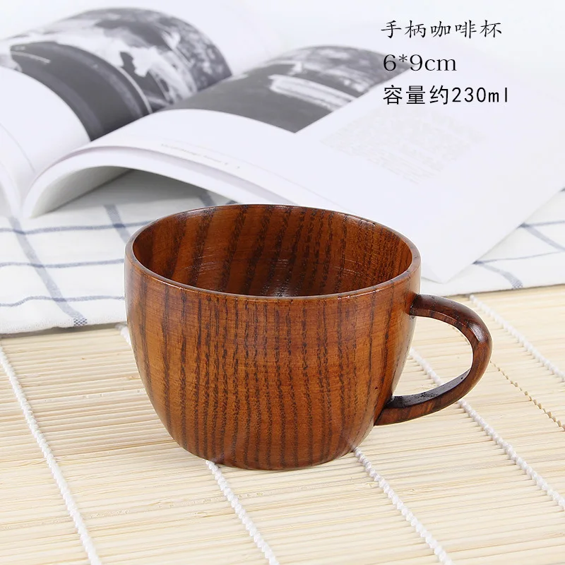 Handmade Natural Coffee Beer Mug Cute Natural Solid Personalized Small Chinese Tea Wooden Cup