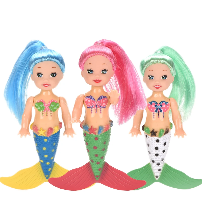 High Quality 5 Inch Cute Colored Sea Maid Girl Gifts Plastic Toy Little Mermaid Doll
