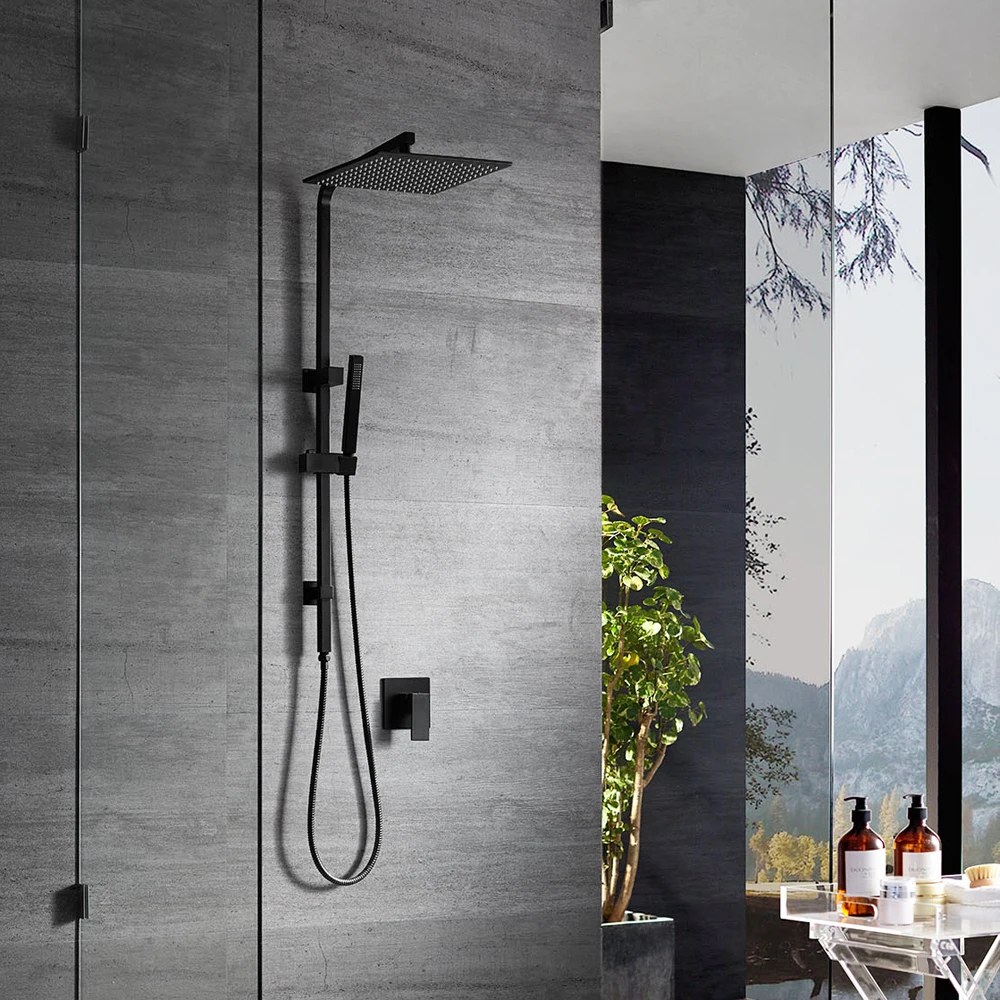 
Watermark/ACS/CE square SUS304 shower faucet black shower sets 