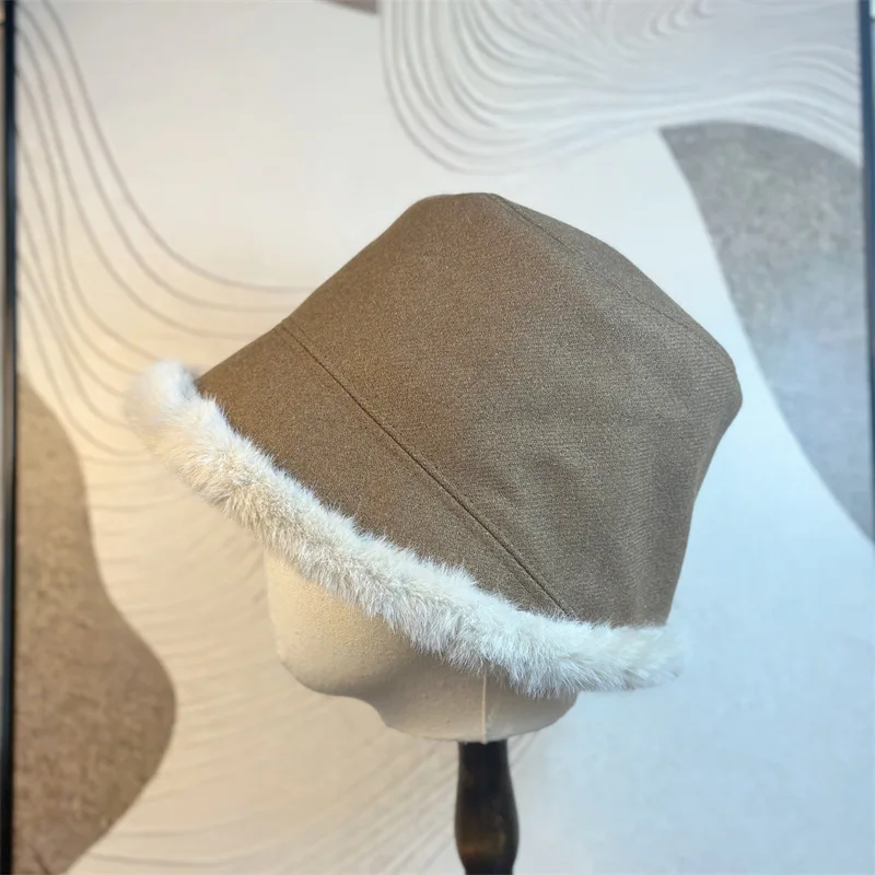 Korean version big head circumference plush fisherman hat women autumn winter thickened insulation fashion basin cap