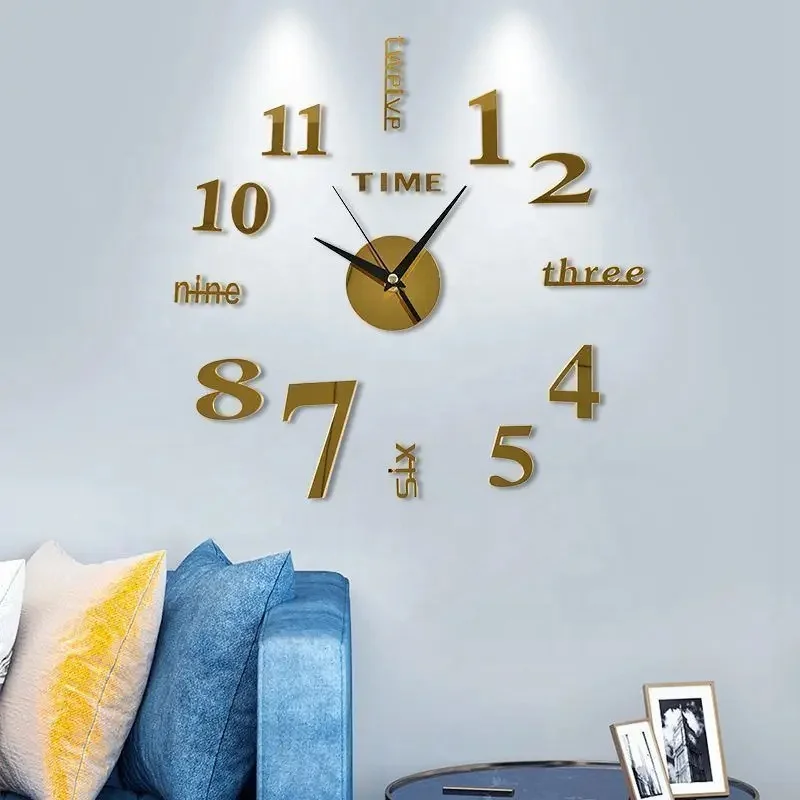 3D DIY Frameless Wall Clock Home Decorative Clock Sticker for Living Room Bedroom Office Wall Clocks