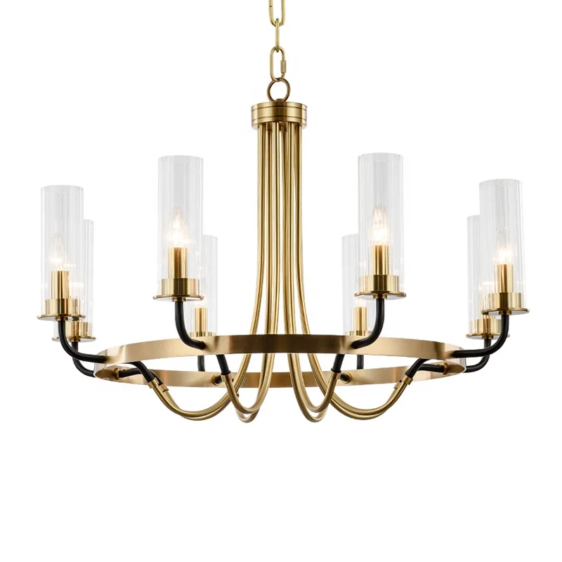 Золотая люстра с 8 лампочками в форме свечи, большая люстра в стиле лофт для гостиной