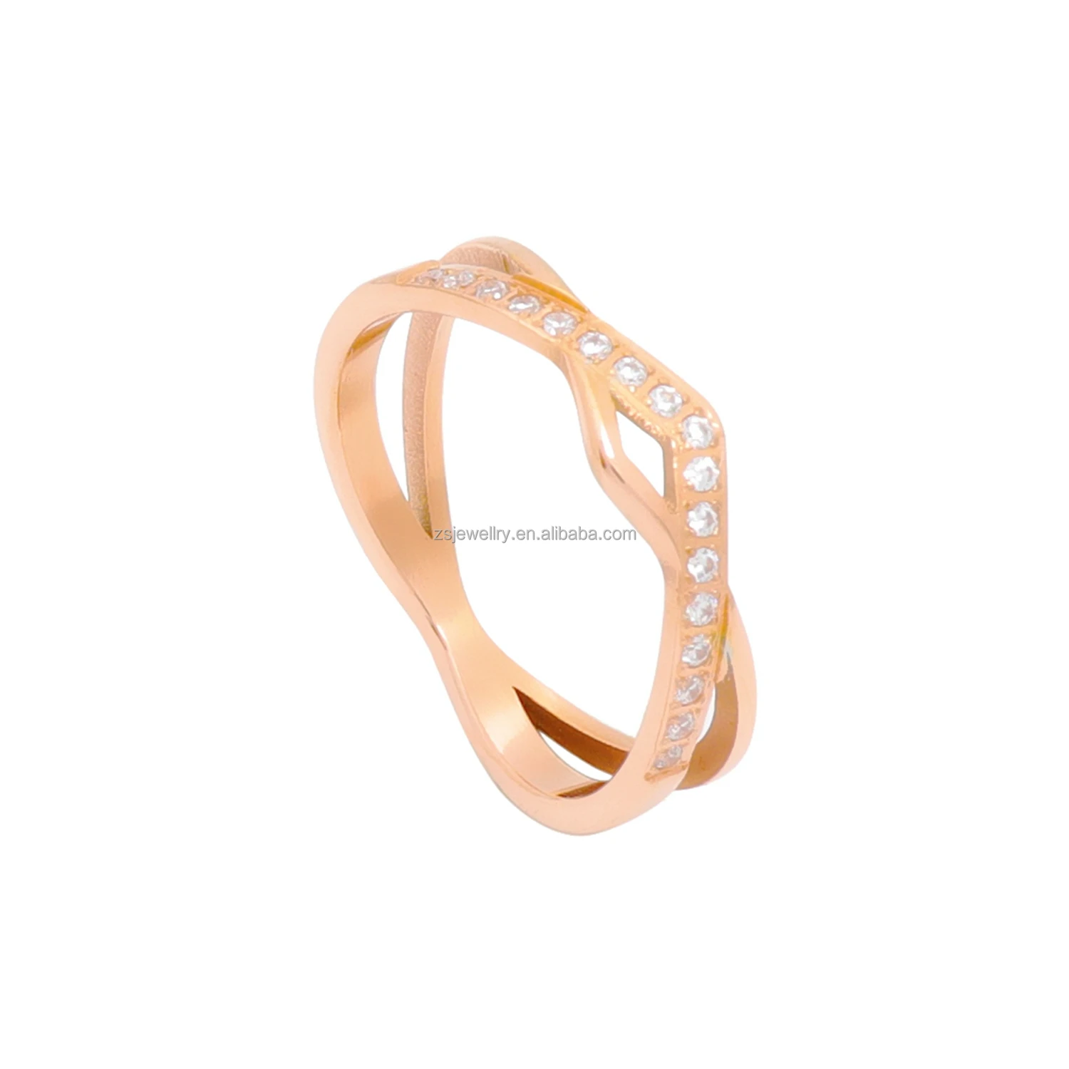 Turkish Women Diamond Rose Gold Plated Girl Christmas Napkin Design Jewelry Stainless Steel Saphire Wedding Zircon Ring