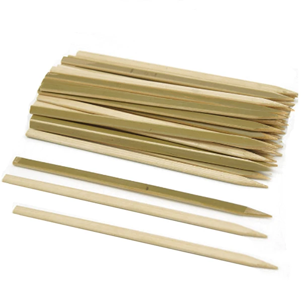 Custom logo bbq accessories flat bamboo meat skewers sticks