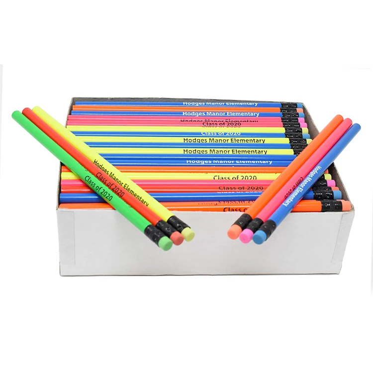 Bulk Wooden Standard Colored Pencils With Customized Lead Eraser Topper Logo Colour For School Hotel