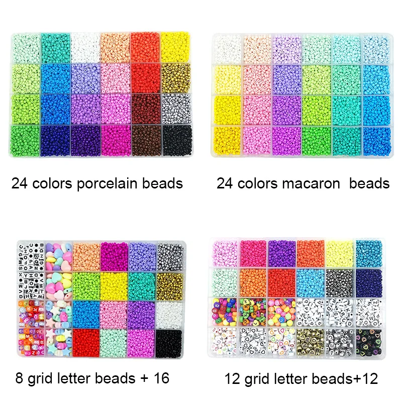 Wholesale 24 Grid Plastic Box Glass Beads Alphabet Beads For Jewelry Making