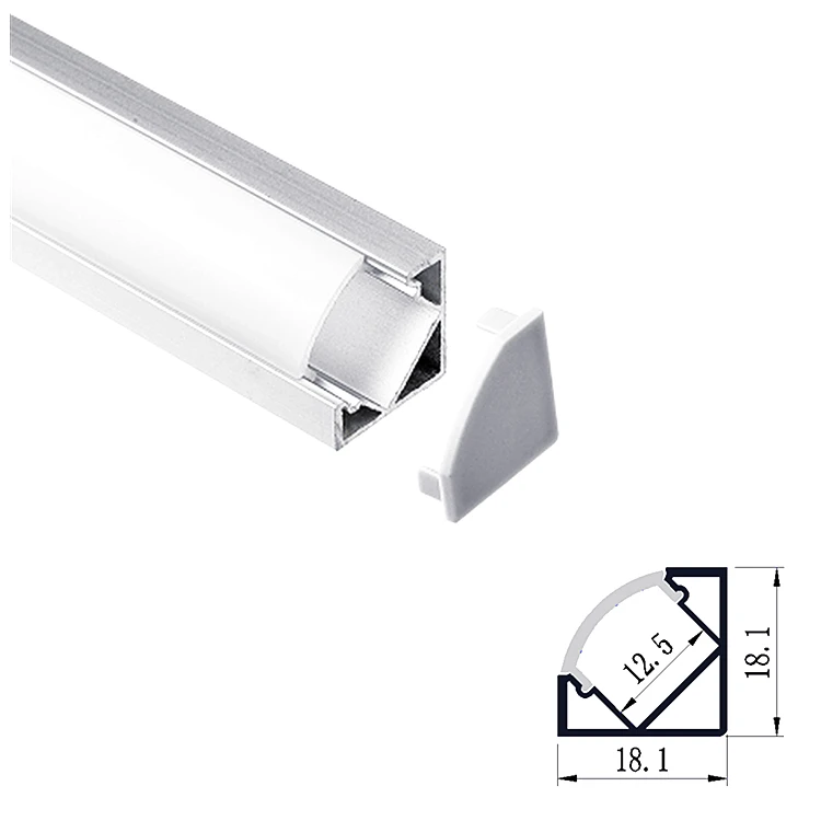 18v Shape Led Strip Aluminium Profiles Milky Led Light Diffuser Square Alu Led Light Housing Led Strip Aluminum Profile Channel