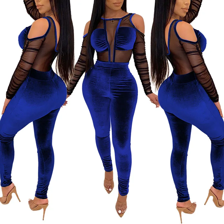 
Casual clothes suit mesh bodysuit pant women two piece set 