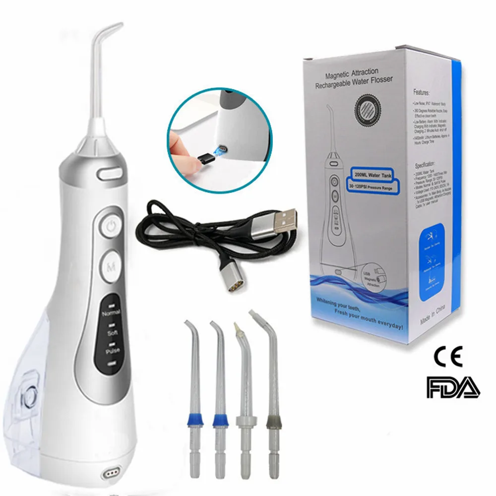 Dentist Recommend Oral Floss Irrigator Waterflosser Airfloss Dental Health Care Water Flosser with 4 jet tips ipx7