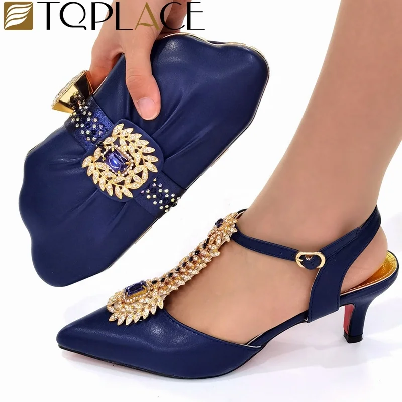 Fashion high quality African shoe and bag set/Nigeria party  with matching bag