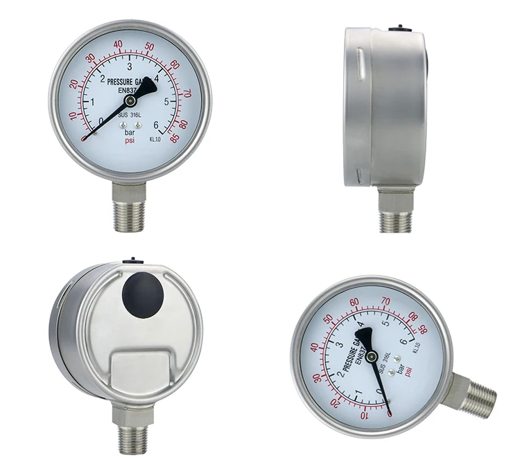 Hot Selling Renown Manufacturer Pressure Tester Thermometer 1-2500bar Customizable Stainless Steel Pressure Gauge