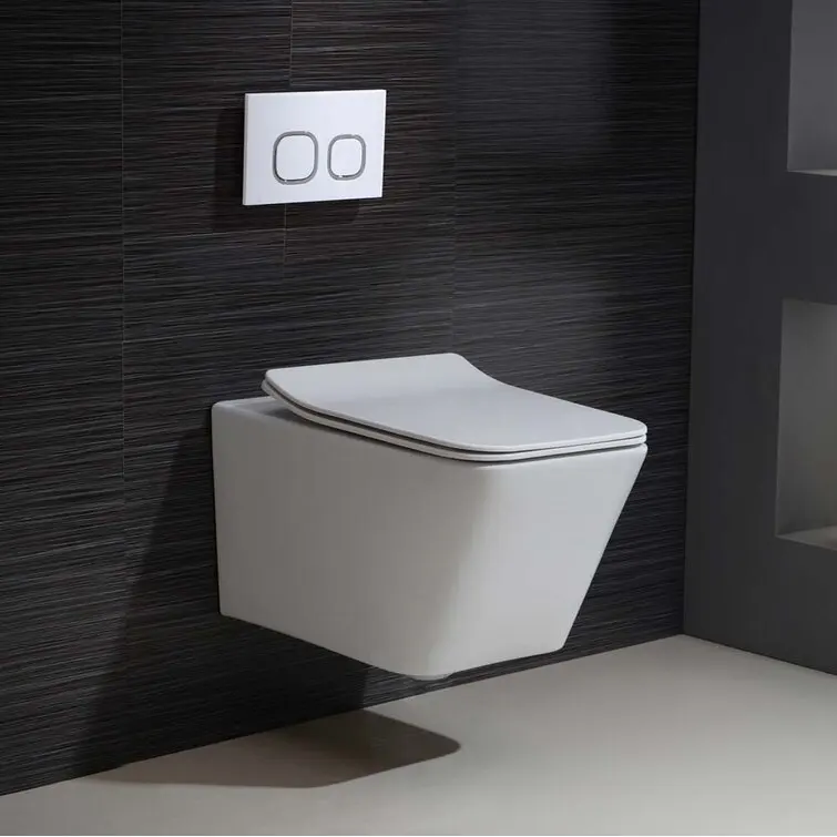 WC Water closet Semi Tankless ceramic Wall hung Mounting Toilet with Concealed Cistern Hidden Concealed Flush Water Tank set