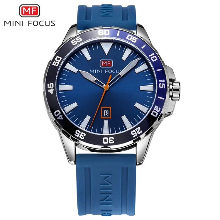 Oversized Gage Silver  Tone Chronograph Watch Leather Wrist Watch Chronograph With Silicone Gel Linkage Military Reloj