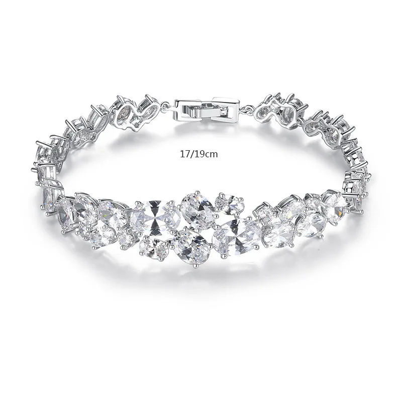 High Quality Inoxydable Dainty Trendy Birthstone Inlaid Charm Tennis Dubai White Gold Cubic Zirconia pour femme Bracelet