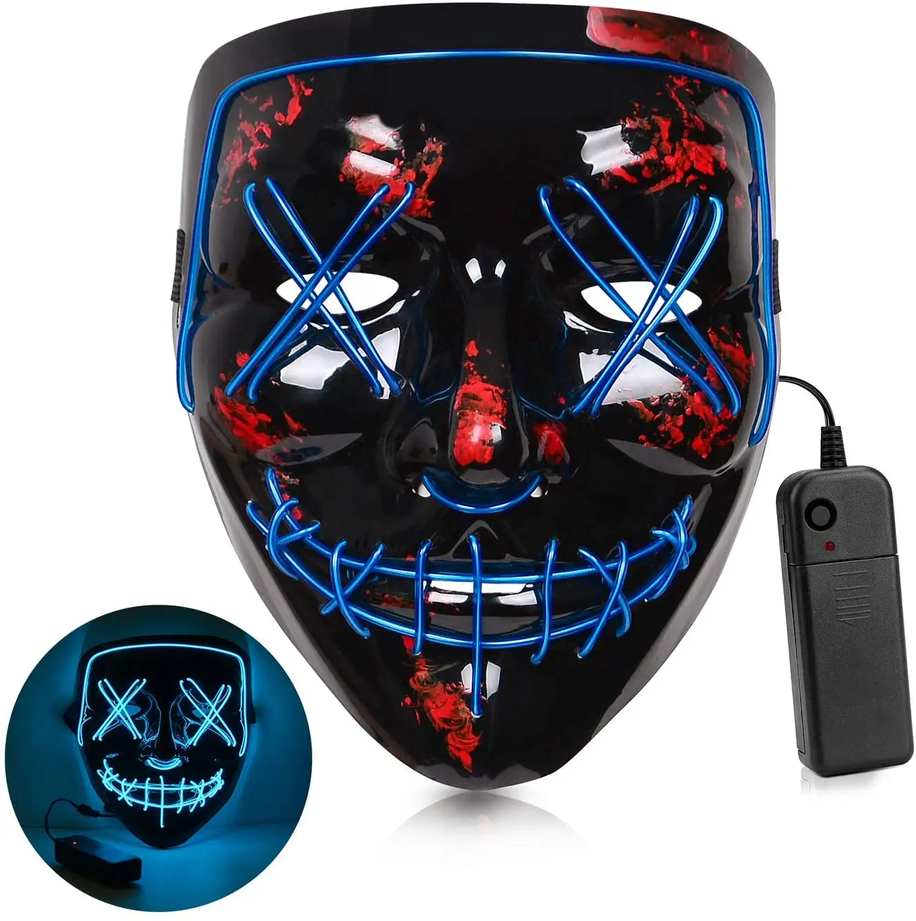 New Design Mask Halloween Toy Led Masquerade Electrion Party Favor Funny Halloween Joker Clown Mask Led Light Up Halloween Masks