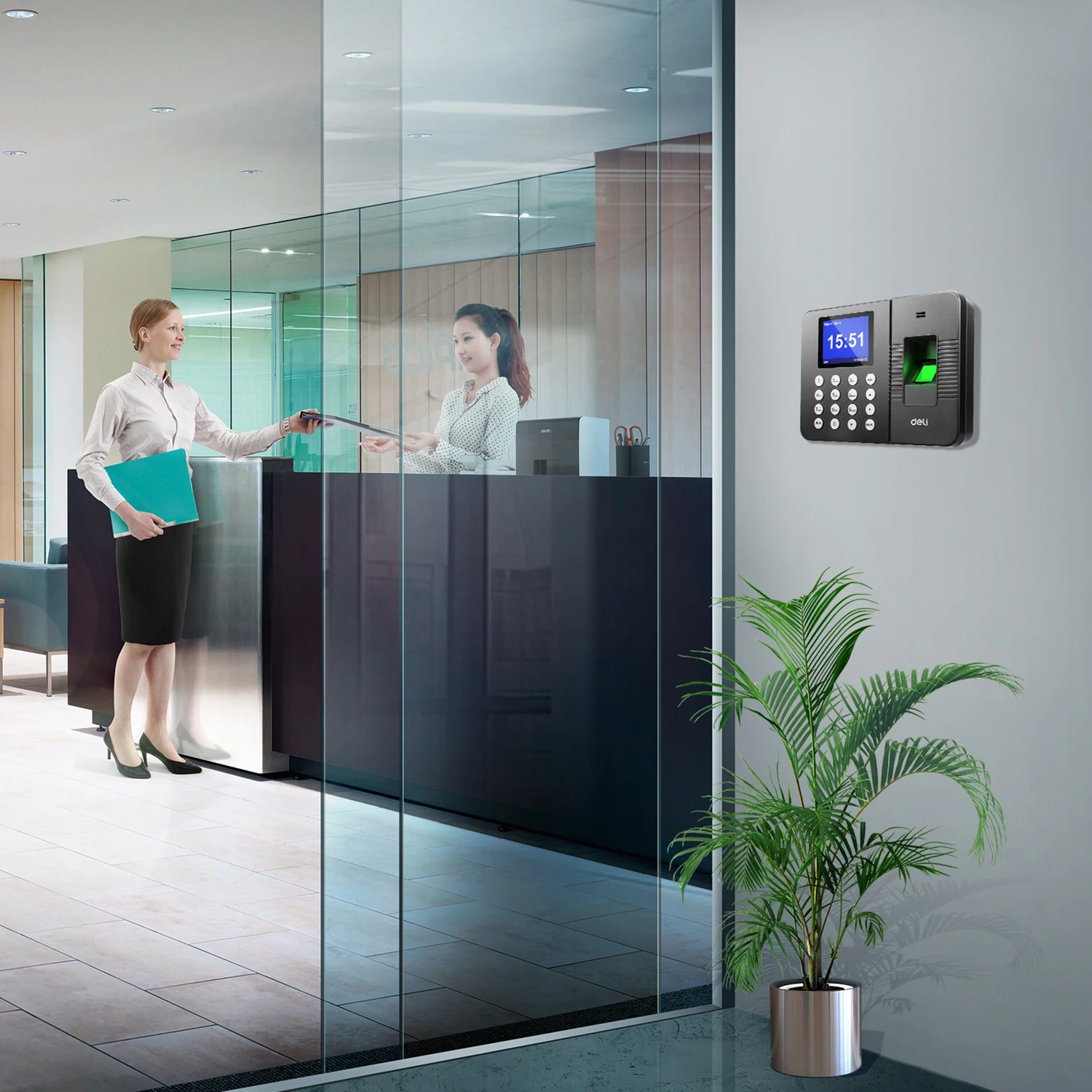 Deli E3960 attendance machine fingerprint punch card machine employee credit card  sign-in canteen hotel construction machine