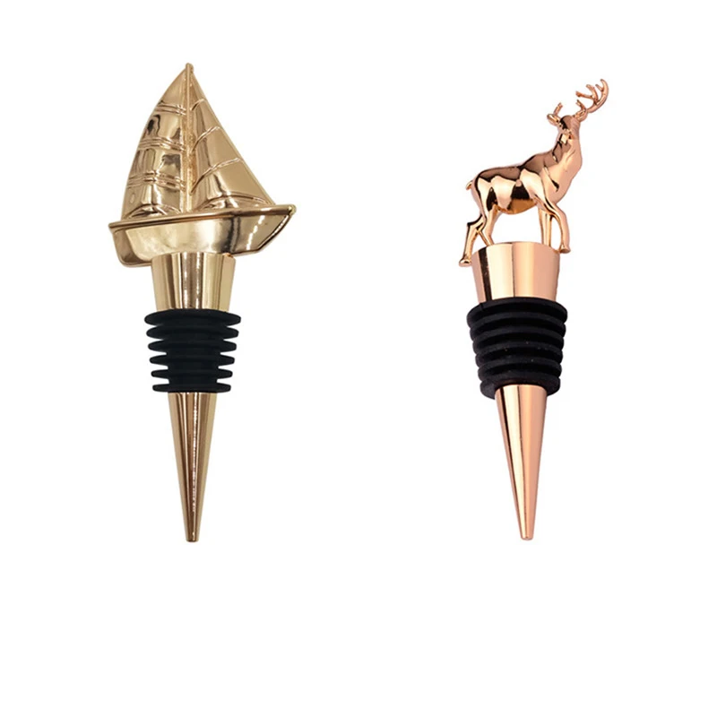 Manufacture Wholesale Custom Logo Wine Bottle Stopper Stainless Steel Red Wine Stoppers