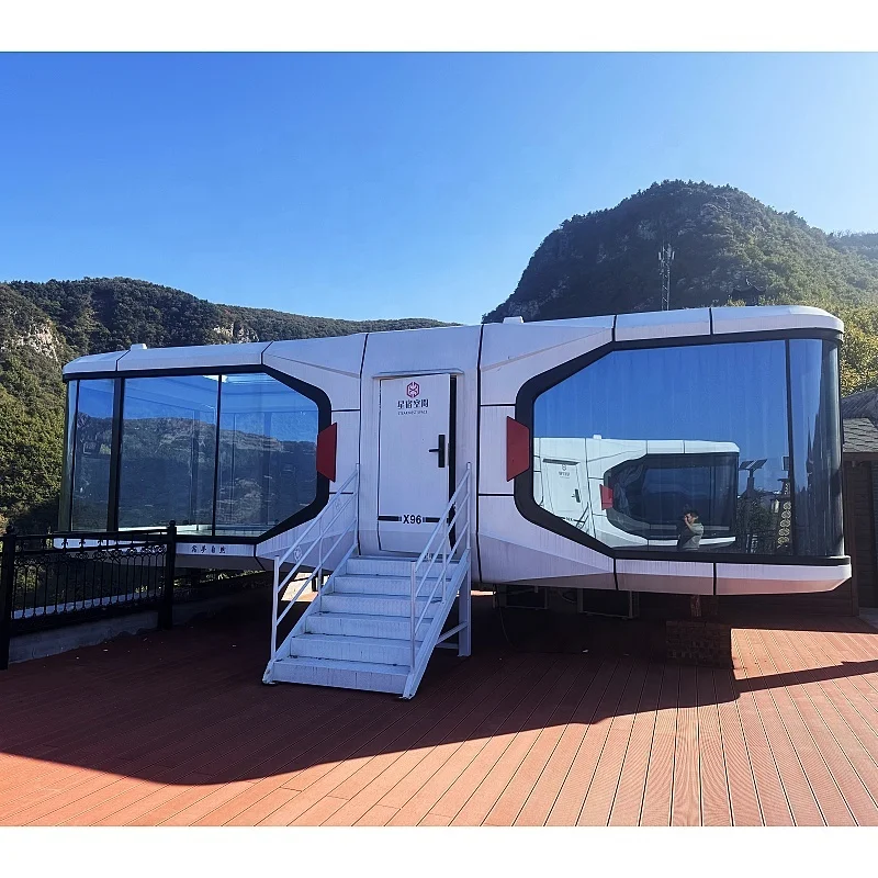 Smart space capsule home Modern tiny prefab container house Prefabricated glass modular capsule hotel foldable
