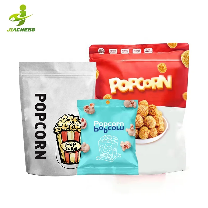 JIACHENG kids degradable milar stand up emballages biodgradable rice krispies packaging bolsas de dulces pop corn snack bags