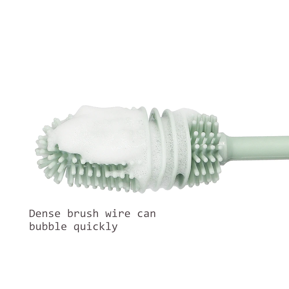 Masthome Eco Kitchen Cleaner with Long Handle Small TPR Silicone Baby Bottle Brush for Home Cleaning Glass and Car Application