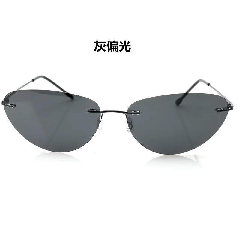 IRLIN Fashion Wholesale Cat Eye Design Women Men Glasses UV400 Polarized Lens Supper Light Rimless Memory Titanium Sunglasses