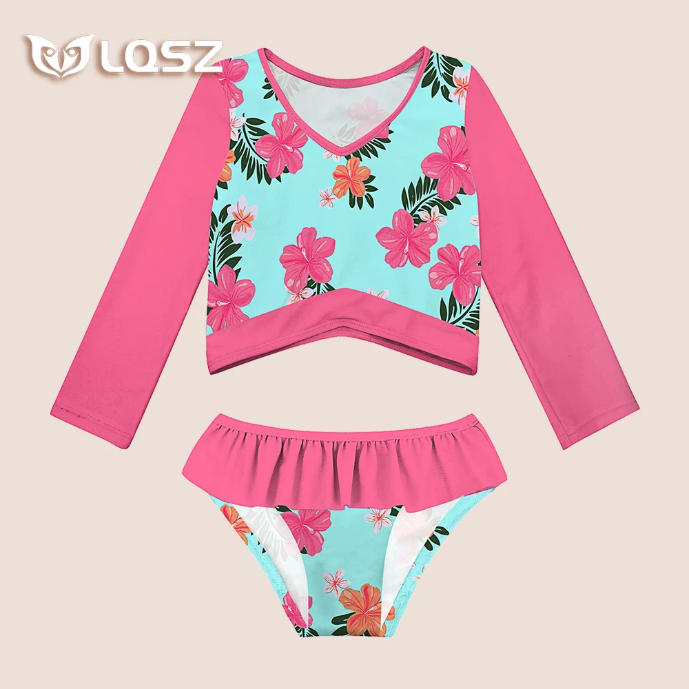 LQSZ Boutique Customized Transparent Beach Brands Hot Crochet Cartoon Swimsuit Beach Party Girls Kids Swimwear Children Swimsuit