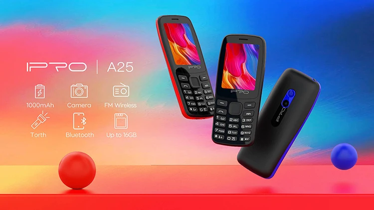 2022 Самый дешевый высококачественный IPRO A25 2 4 дюймовый функциональный телефон тонкий дизайн 1000 мАч 32 Мб + Вибрационный мобильный