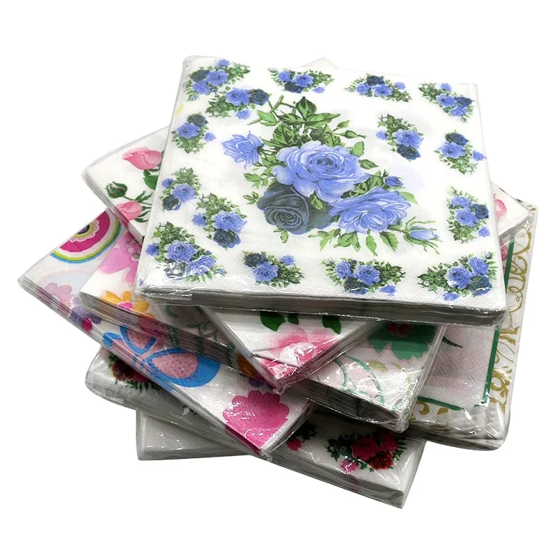 Disposable Wholesale Color Printing Napkins Party Wedding Placemat Square Tissue Napkins