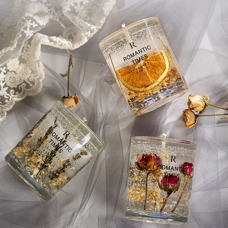 
Gift Aromatherapy Healing Crystal Infused Jelly wax Scented Candle Soy Candles Scented Luxury Private Label woodwick candle 