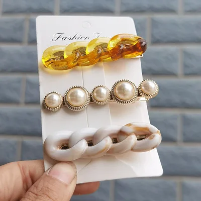 Wholesale Multistyles Geometric Hair Clip Set Pearl Crystal Butterfly Hairpin Clip