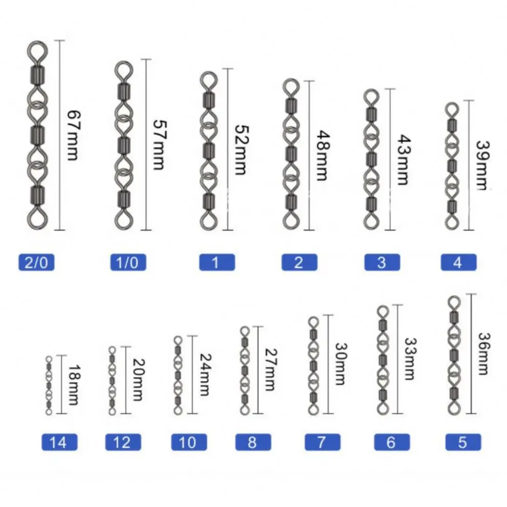 Fishing Three Joint Swivel Rolling Stainless Steel Swivels Bearing Safe Fishing Swivels Carp Fishing Tackle Accessories