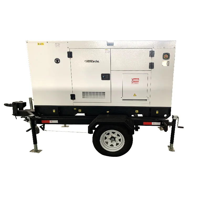 Portable silent diesel generator 20kw 30kw 50kw trailer type with two wheels for home/factory use/