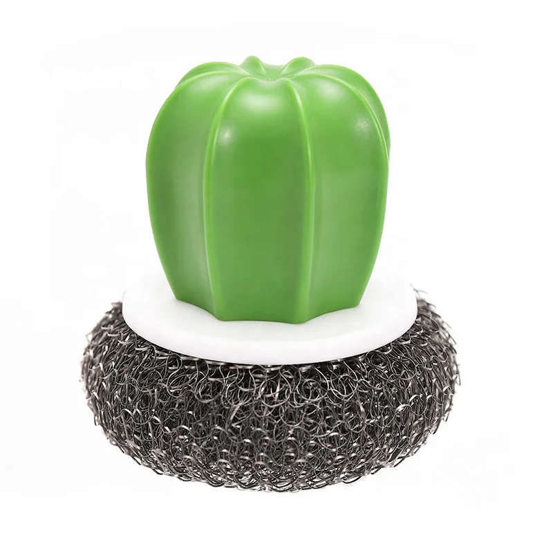 Cactus Biodegradable Cleaning Scouring Pads Scrubber Cloth Kitchen Sponge Scrubber Scourer Wipe Holder Sink with Handle