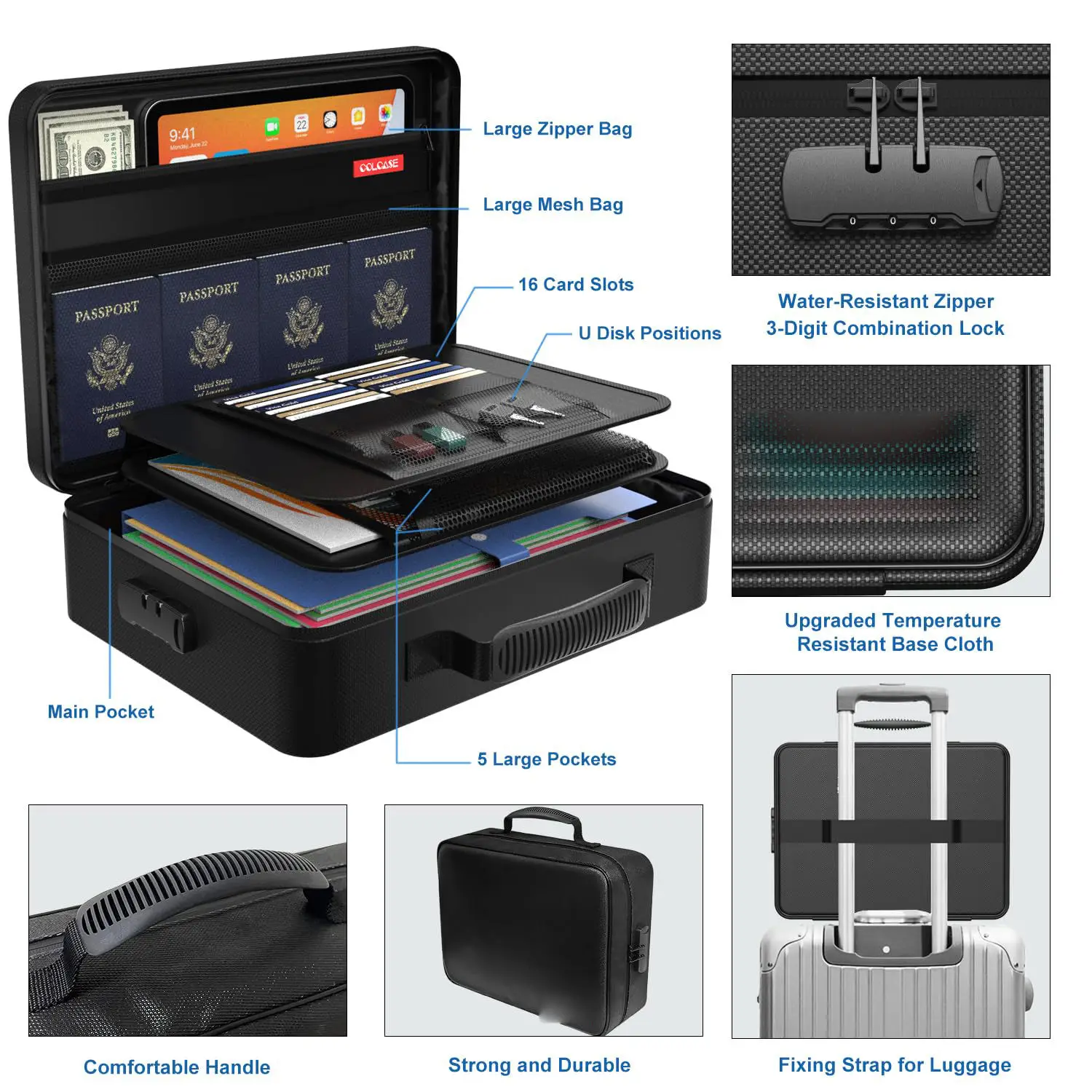 File Organizer Box Bills Classification Safe Document Storage Box For Hanging Fireproof Folder Fireproof Pouch